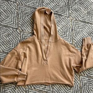 Aerie Tan Cropped Hoodie Sz M
